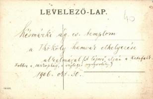 1906 Késmárk, Kezmarok; Evangélikus templom a Thököly hamvak elhelyezése alkalmával / Lutheran churc...