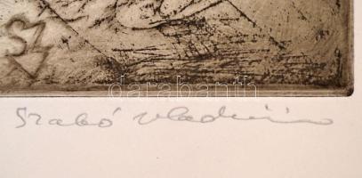 Szabó Vladimir (1905-1991): Öreg festő. Rézkarc (38/100), papír, jelzett, paszpartuban, 30×23 cm