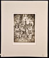 Szabó Vladimir (1905-1991): Öreg festő. Rézkarc (38/100), papír, jelzett, paszpartuban, 30×23 cm