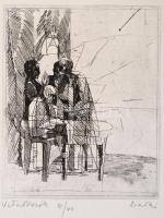 Barczi Pál (1933-2003): Vitatkozók, rézkarc, papír, jelzett, számozott (3/7), 17,5×14,5 cm
