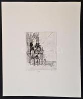 Barczi Pál (1933-2003): Vitatkozók, rézkarc, papír, jelzett, számozott (3/7), 17,5×14,5 cm