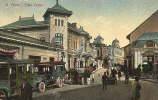 Ramnicu Valcea, Piata Traian / Traian square, shops, autobus, automobile. Edit. Horovitz (kopott sarkak / worn corners)