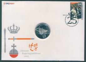 Hollandia 2005. "Beatrix uralkodásának 25. évfordulója" alkalmából kiadott emlékérem érmés borítékon T:BU