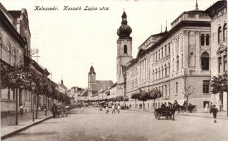 Kolozsvár, Cluj; Kossuth Lajos utca, templomok / street, churches