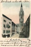 1900 Bressanone, Brixen (Südtirol); Pfarrplatz / square, church, Andre Gischers shop (EM)