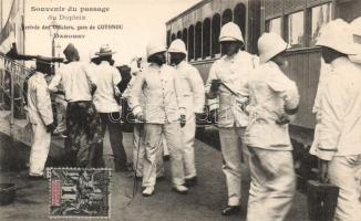 Cotonou, Souvenir du passage du Dupleix, Arrivée des Officiers, gare / arrival of the officers at the railway station, train