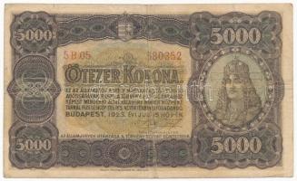 1923. 5000K Magyar Pénzjegynyomda Rt. Budapest T:III,III- Adamo K39