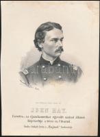 1867 John Hay ezredes, az Észak-amerikai Szabad-államok bécsi képviselőjének kőnyomatos portréja. Marastoni József munkája. / Lithographic portrait 20x26 cm.