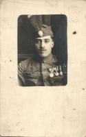 Honvéd katona darutollal és kitüntetésekkel / ~WWII Royal Hungarian Army soldier with crane feather and medals. photo (EK)