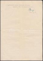 1940 Hivatalos irat Varga József iparügyi miniszter aláírásával