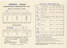 Terrenol lefolyócsövek. Miskolczi és Társa Asbest (azbeszt) és cementpala gyára kihajtható reklámlap...