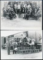 cca 1928-1936 MÁV életképek, rakodók és MÁV zenekar csoportképe, 2 db utólagos előhívás,