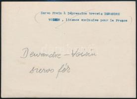 cca 1928 Dewandre-Voisin-féle szervofék fotója, hátoldalon feliratozott fotó, 13×18 cm