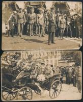 cca 1935 Horthy Miklós kormányzó katonai díszünnepségen, 3 db korabeli fotó, East Press Agency, hátoldalán pecséttel jelzett, kissé viseltes állapotban, 10x16,5 cm