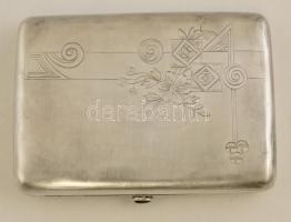 Ezüst(Ag) orosz jelzéssel cigarettatárca, jelzett, 11×8×2 cm, nettó: 166,2 g