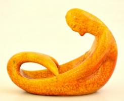 Gorka Géza (1895-1971): Sellő. Repesztett mázas kerámia, jelzett (Nográdverőce), h:17,5 cm, m:13 cm