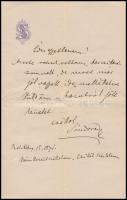 1871 Hegedűs Sándor (1847-1906) közgadász, miniszter, író saját kézzel írt szerelmes levele Jókay Jolánnak 1 beírt oldal