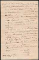 1870 Hegedűs Sándor (1847-1906) közgadász, miniszter, író saját kézzel írt szerelmes levele Jókay Jo...