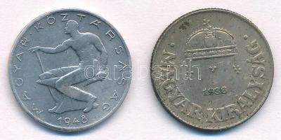 1938. 50f Cu-Ni + 1948. 50f Al T:2- patina
