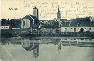 1913 Kőrös, Krizevci, Kreuz; templomok. W.L. Bp. 1575. / churches (EB)