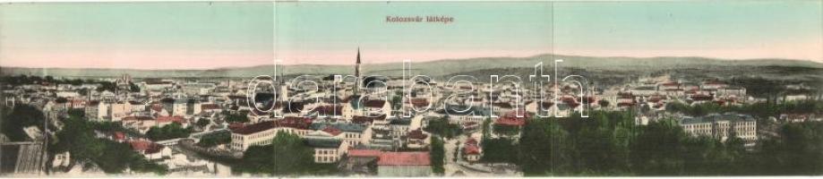 1909 Kolozsvár, Cluj; Három-lapos panorámalap. Lehota Anna kiadása / 3-tiled panoramacard (r)