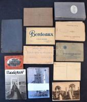 9 db RÉGI képeslapfüzet és leporellolap + 3 db régi kihajtható térkép / 9 pre-1945 postcard booklet and leporellos with 3 old foldable maps