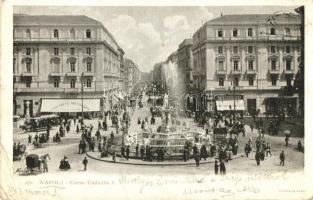 1903 Naples, Napoli; Corso Umberto I., Gran Caffe Ristorante / street, fountain, cafe, shops (EK)