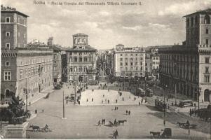 Rome, Roma; Piazza Venezia dal Monumento Vittorio Emanuele II / square, statue, trams