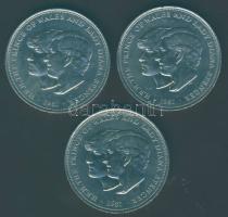 Nagy-Britannia 1981. 25p (3x) "Diana és Károly" T:2