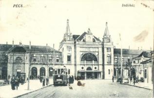 1925 Pécs, Inóház, vasútállomás és villamos (EK)