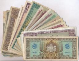 ~20db-os vegyes magyar bankjegy tétel a korona, pengő és forint időszakból T:III,III-