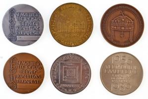 Vegyes: 6db-os emlékérem tétel, közte "Budapest Aerofila 67" bélyeggyűjtő emlékérem (2xklf...