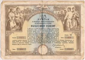 Budapest 1952. "Harmadik Békekölcsön" nyereménykölcsön 25Ft-ról + 4db igazolvány, tagsági könyv T:III- ragasztott