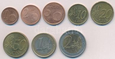 Hollandia 1999-2001. 1c-2E (8xklf) forgalmi sor T:2  Netherlands 1999-2001. 1 Cent - 2 EURO (8xdiff) coin set C:XF