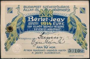 1914 Budapest, díszes, fényképes állatkerti belépő