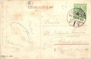 Kolozs, Cojocna; M. kir. áll. elemi népiskola, magyar címer. W. L. 1582. / school, Hungarian coat of...