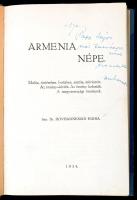 Dr. Hovhannensian Eghia: Armenia népe. Multja, történelme. Irodalma, sajtója, művészete. Az örmény=kérdés. Az örmény koloniák. A magyarországi örmények. (Gödöllő),1934, (Kalántai Nyomda-ny.), 302 p+ 6 t. Átkötött egészvászon-kötés, kis kopásnyommal az elülső kötéstáblán, jó állapotban.  A szerző, Dr. Hovhannensian Eghia (1885-1948) által dedikált.