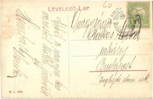 Szamosújvár, Gherla; Népkerti részlet a Szamos folyóval, híd. W. L. 1870. / park, garden, Somes rive...