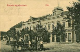 Szamosújvár, Gherla; Fő tér, Todorán E., Florian üzlete. W. L. 1890. / main square, shops (EK)