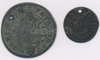 Vegyes: 1671K-B 6kr Ag "I. Lipót" Körmöcbánya (2,6g) + Osztrák Államok / Olmütz 1704. 1kr ...