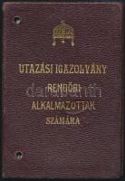 1931 Utazási igazolvány rendőri alkalmazottak számára. aranyozott bőr tokban