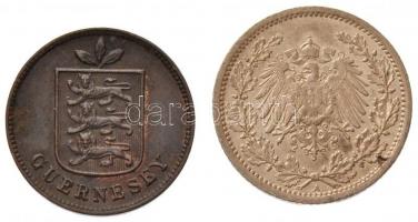 Vegyes: Guernsey 1899. 1d Br + Német Birodalom 1914A 1/2M Ag T:2 Mixed: Guernsey 1899. 1 Double Br + German Empire 1914A 1/2 Mark Ag C:XF