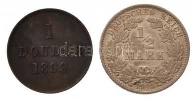 Vegyes: Guernsey 1899. 1d Br + Német Birodalom 1914A 1/2M Ag T:2
Mixed: Guernsey 1899. 1 Double Br ...
