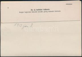 1913 Balkáni háború, bolgár katonák, korabeli sajtófotó hozzátűzött szöveggel, 12x16 cm / Balkan war...