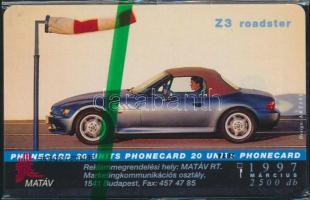 1999 BMW Z3 roadster használatlan telefonkártya, bontatlan csomagolásban. Csak 2500 db! / Unused phone card