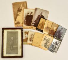 cca 1900-193 Portrék, életképek, 13 db fotó, köztük keményhátúak is, különböző méretben