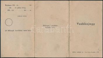 1951 Fényképes vadászjegy, okmánybélyegekkel