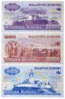 2012. 500K "Balatoni Korona" helyi pénz, "000000" sorszámmal + 2012. 1000K "...