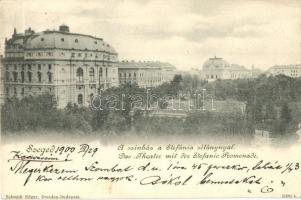 1900 Szeged, Színház, Stefánia sétány. Schmidt Edgar kiadása (EK)