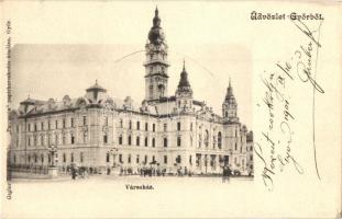 1901 Győr, Városháza. Gigler Béla felvétele. Pannonia papírkereskedés kiadása (EK)